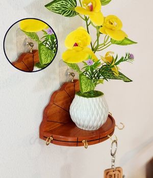 Wooden key hanger with Artificial Flower Hanging photo