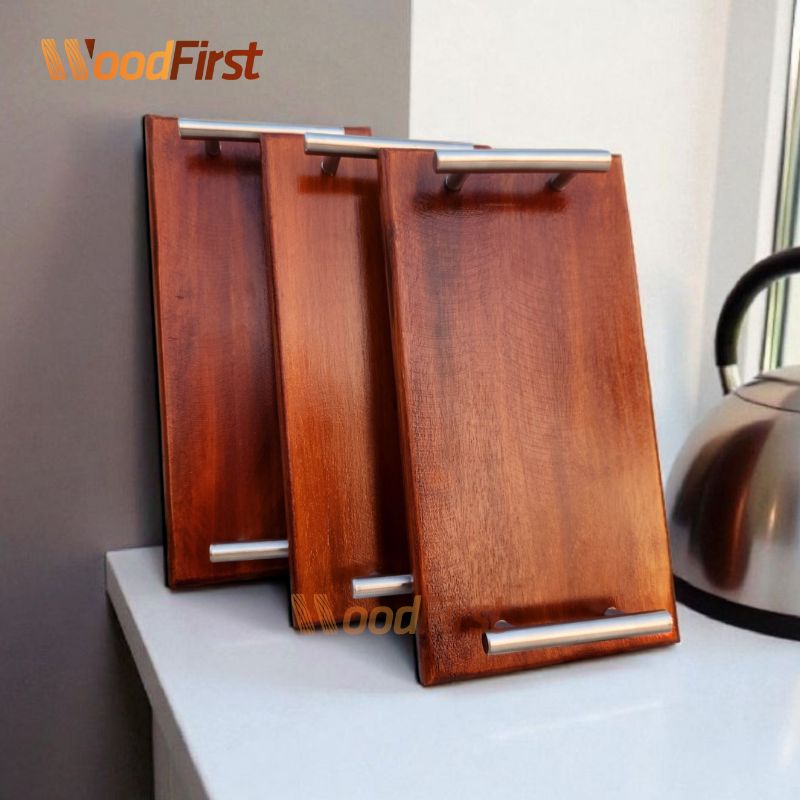 Burn finished Wooden Serving Tray with Handle