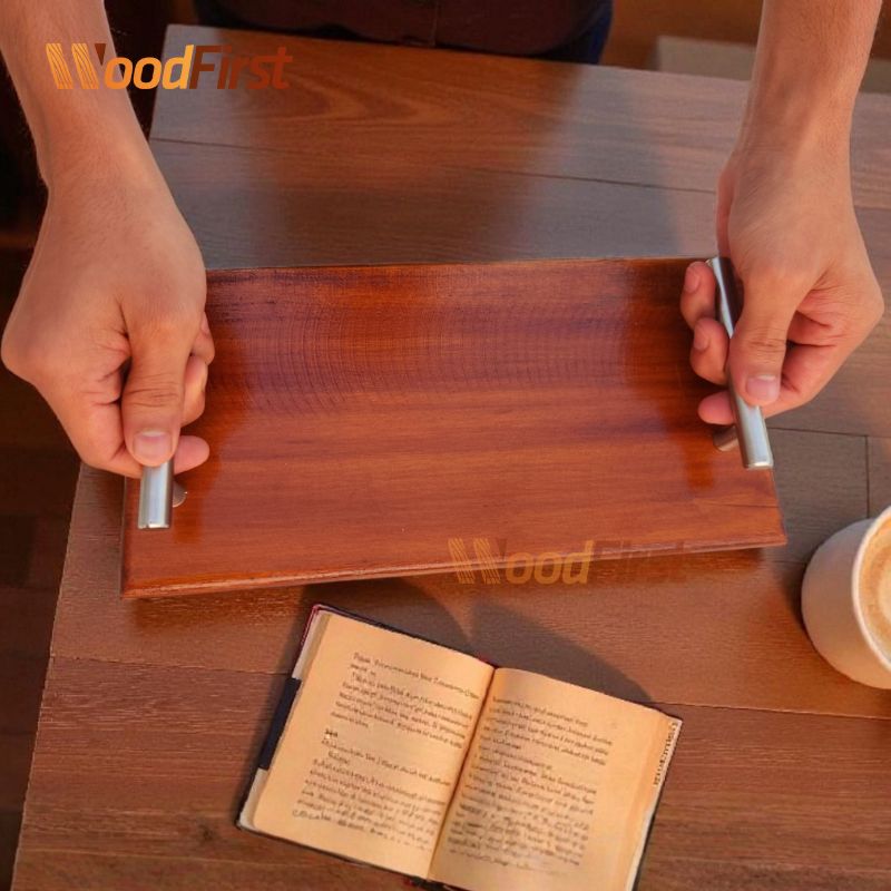 Burn finished Wooden Serving Tray with Handle | WoodFirst. - Image 5