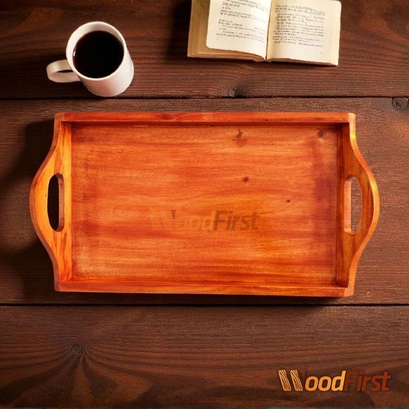Wooden Serving Tray | Tea & Breakfast Tray with Handle | WoodFirst. - Image 3