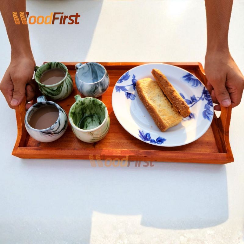 Wooden Serving Tray | Tea & Breakfast Tray with Handle | WoodFirst. - Image 6