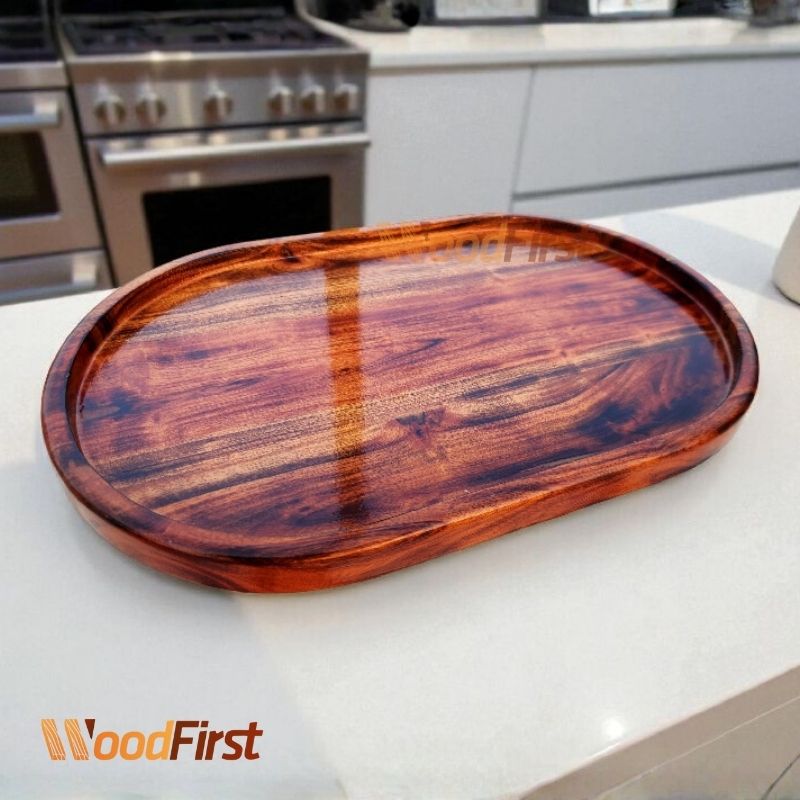 Wooden Serving Tray | Tea & Breakfast Tray with Handle | WoodFirst. কাঠের ট্রে। - Image 3