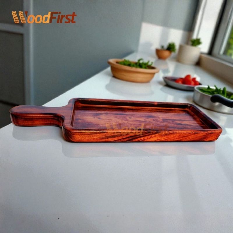 Wooden Serving Tray | Tea & Breakfast Tray with Handle | WoodFirst. কাঠের ট্রে। - Image 7
