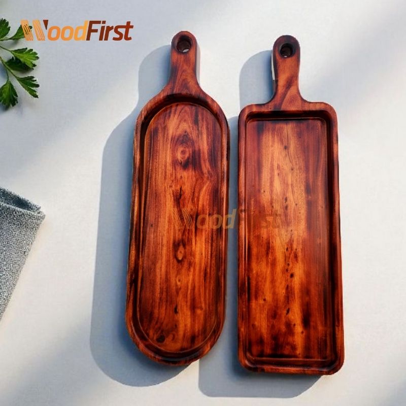 Wooden Serving Tray | Tea & Breakfast Tray with Handle | WoodFirst. কাঠের ট্রে। - Image 8
