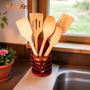 Wooden spoon vase